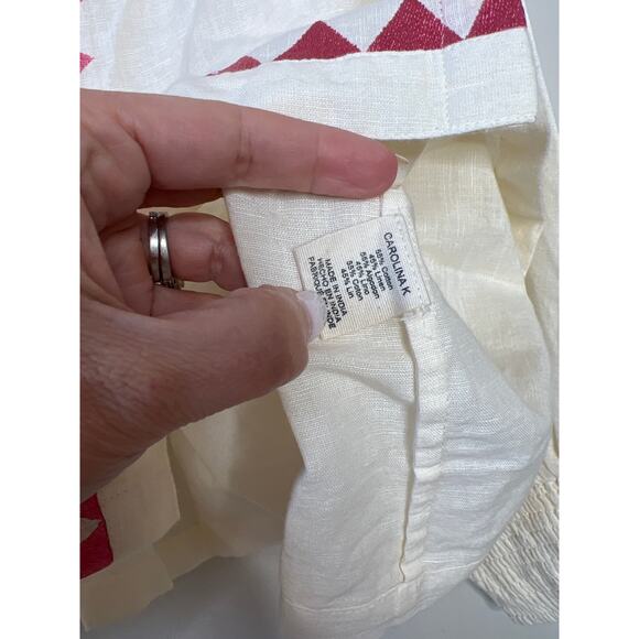 NEW Carolina K 3/4 Blouson Sleeves Button front K Elisa Cropped Blouse White - Picture 6 of 9